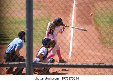 Baseball Hitter View Through Fence Action Shot Line Drive