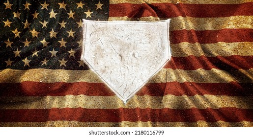 Baseball Home Plate Base Ball Homeplate Representing American Sports Competition Flag