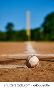 Baseball At Home Plate Looking Down First Base Line