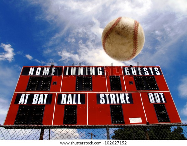 Baseball Homerun Scoreboard Blue Sky Stock Photo (Edit Now) 102627152