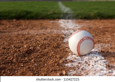 Baseball On The Infield Chalk Line