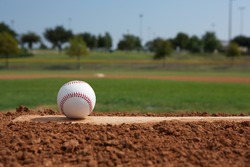 Baseball On The Pitchers Mound Close Up With Room For Copy