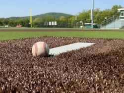 Baseball On Synthetic Turf Pitchers Mound
