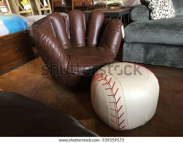 Baseball Ottoman Baseball Glove Chair Furniture Stock Image