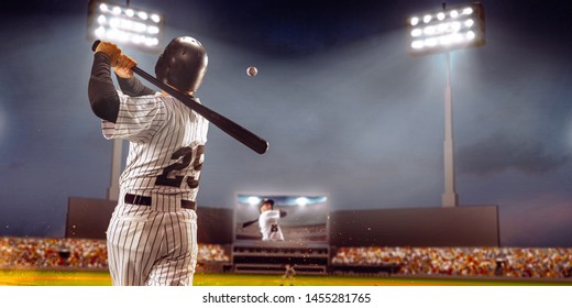 Baseball player in action on a professional stadium - Powered by Shutterstock