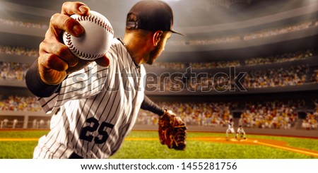 Baseball player in action on a professional stadium