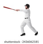 Baseball player with bat on white background