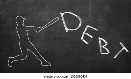 Baseball Player Hitting A Word Debt