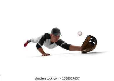 Baseball player isolated on white. - Powered by Shutterstock