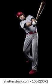 Baseball Player On A Black Background.