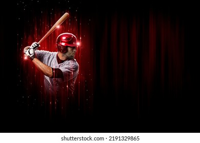 Baseball Player in a red uniform, on a black and red background. - Powered by Shutterstock