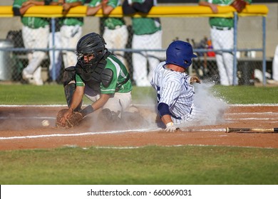 Baseball Player Sliding Home