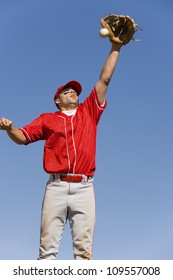 Baseball Player Trying To Catch Ball