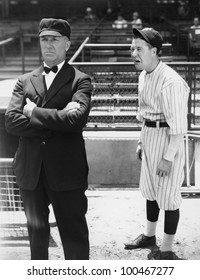 Baseball player and umpire