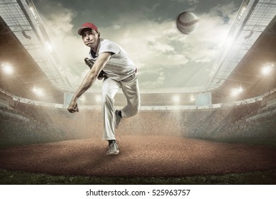 Baseball players in action on the stadium.