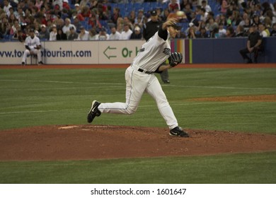 The Baseball Is Released From The Hand Of Roy Halladay