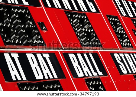 Baseball scorboard with bat ball and strike zones