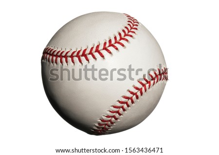 Baseball with seams showing on white background