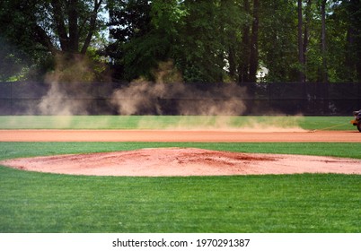 Baseball Softball Field And Field Maintenance Freshly Mowed Grass