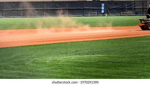 Baseball Softball Field And Field Maintenance Freshly Mowed Grass