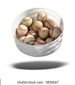 Baseballs in a bucket, added shadow
