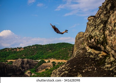 Basejumper In Kalamata Greece In Action