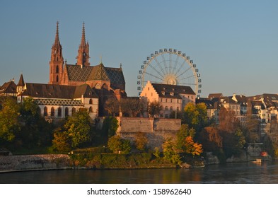 Basel Cathedral and Giant Wheel during the Autumn Fair (Herbstmesse)