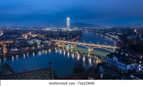 Basel Switzerland At Night 