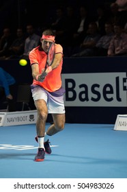 BASEL, SWITZERLAND - OCT 26: Juan Martin Del Potro At The ATP 500 World Tour Swiss Indoors Tennis Tournament In Basel, Switzerland On October 26, 2016