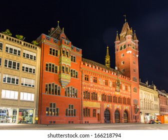 Basel Town Hall (Rathaus) at night - Switzerland