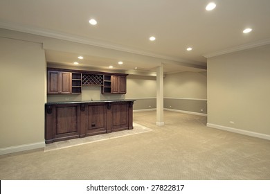 Basement With Bar Area