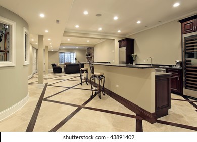 Basement With Bar Area