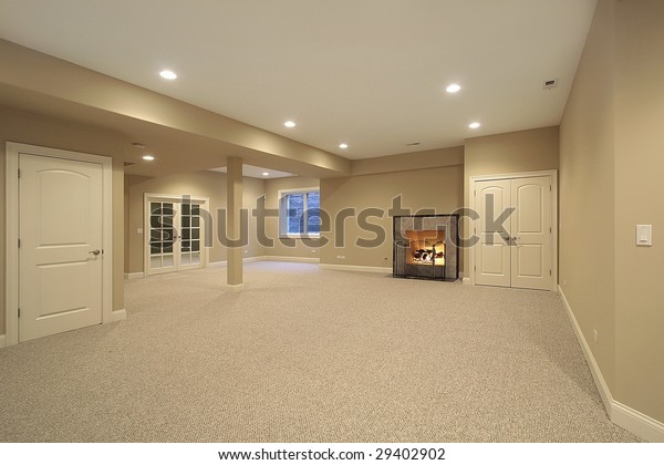 Basement Fireplace New Construction Home Stock Photo Edit Now