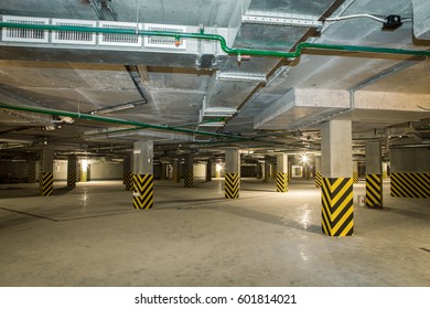 Basement Garage Concrete Interior Underground Parking Stock Photo ...