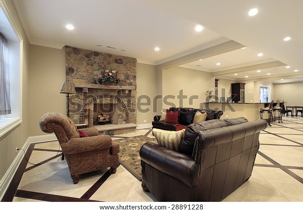 Basement Stone Fireplace Stock Photo Edit Now 28891228