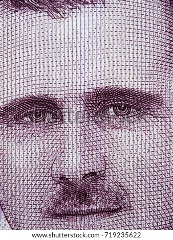 Bashar Assad face on Syria 2000 pounds banknote macro, Syrian money close up