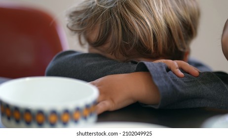 Bashful Little Boy Peeking Eye To Camera. Shy Child