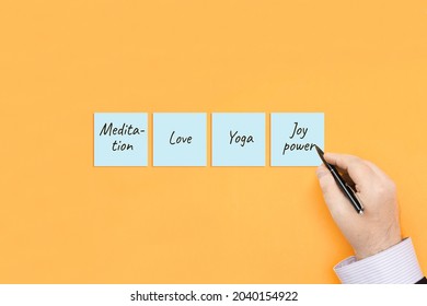 Basic concepts of self-development written on sticky notes