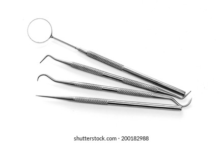 Basic Dentist Tools Isolated On White