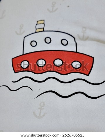 basic material for children's bed sheets with ship motif