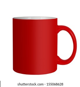 Basic Red Mug Isolated Over White.