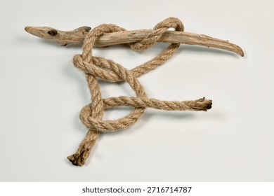 Basic Round Turn and Two Half Hitches Rope Detail Isolated on White