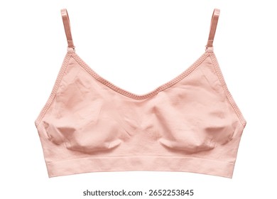 Basic seamless rose beige bra isolated on white background