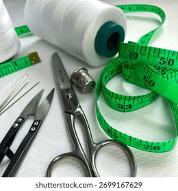 basic sewing accessories in light colors