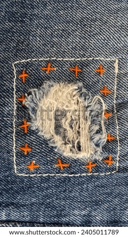 Basic style sashiko mending jeans costom made