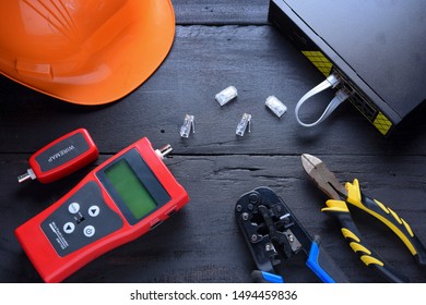 Basic Tools for install ip-cctv Sureillance and POE Switch Power supply, Wire Tester meter.