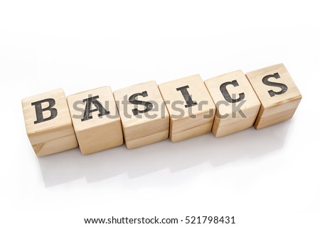 BASICS word made with building blocks isolated on white