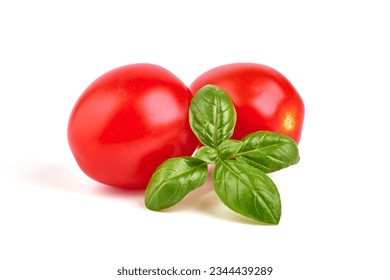 Basil with cherry tomatoes, isolated on white background. High resolution image - Powered by Shutterstock