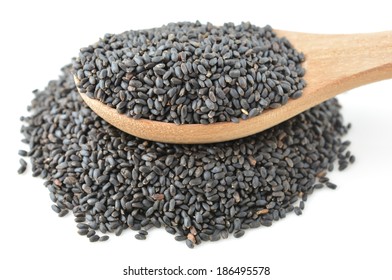 Basil Seeds Isolated On White