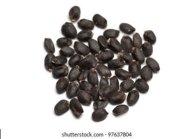 Basil Seeds Isolated On White